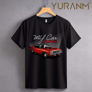 Black t-shirt with "My Car Is My Love" text and red vintage car graphic design