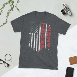 Trump 2024 American Distressed Flag Vintage Short-Sleeve Unisex T-Shirt