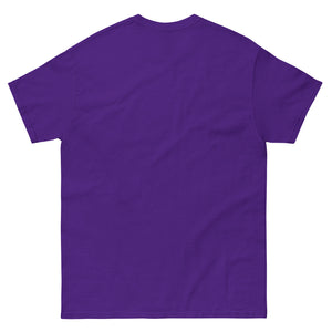 Back view of a purple unisex classic t-shirt, perfect for showcasing custom designs.