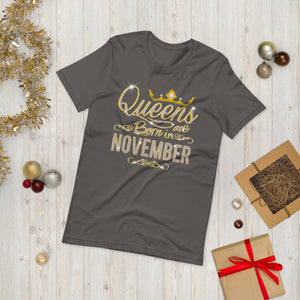 Queens Are Born in November Birthday Gift T-shirt