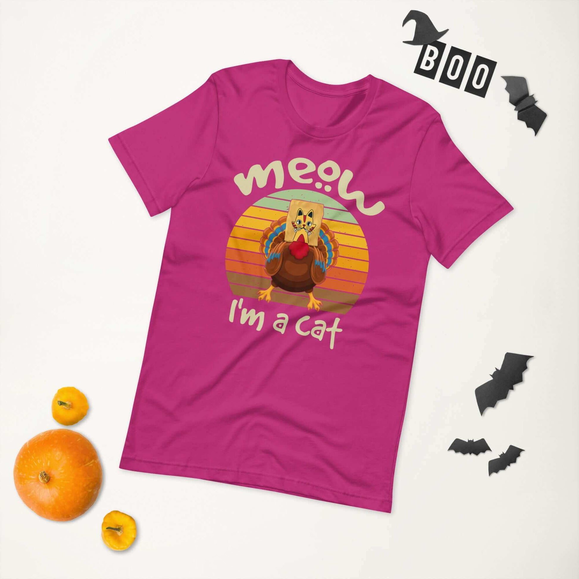 Thanksgiving Funny Turkey Fake Cat Meow Im a Cat Unisex T-shirt