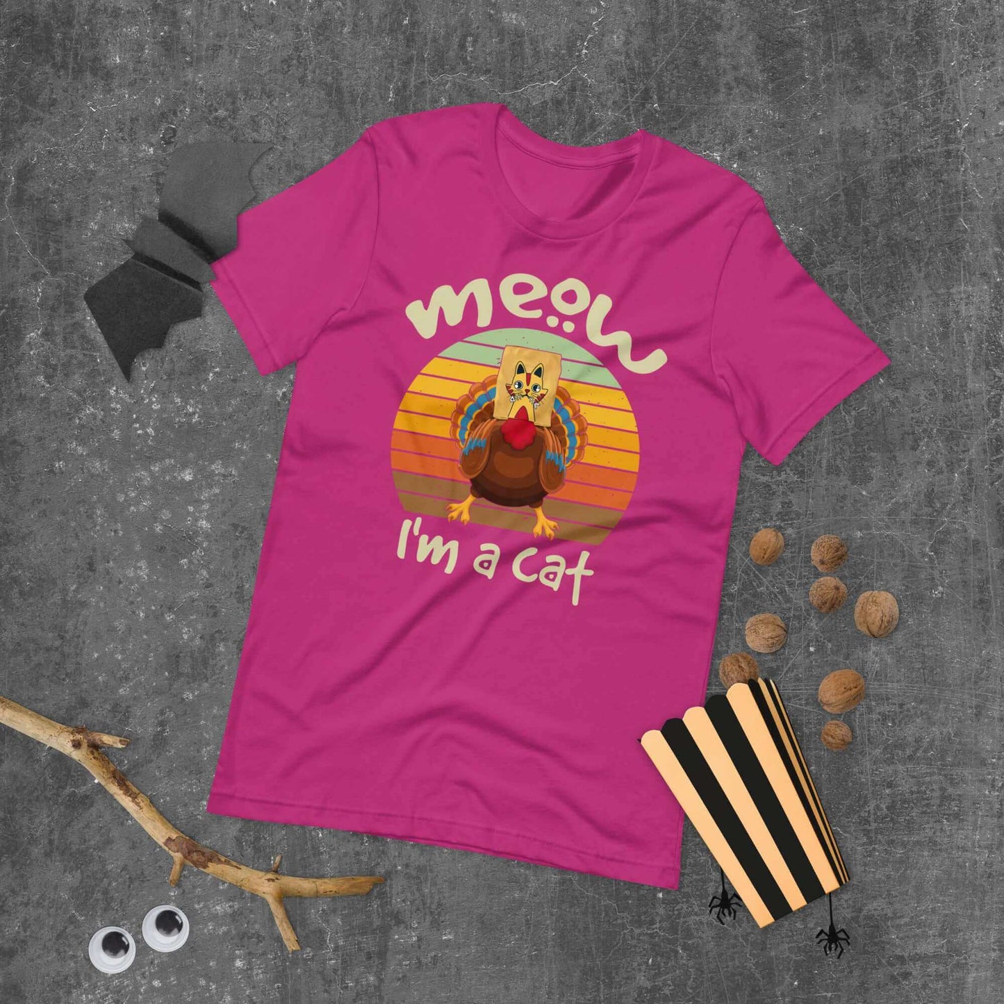 Thanksgiving Funny Turkey Fake Cat Meow Im a Cat Unisex T-shirt
